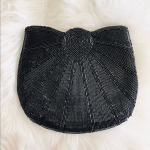 LaRegale Black Vintage beaded Gorgeous Clutch
